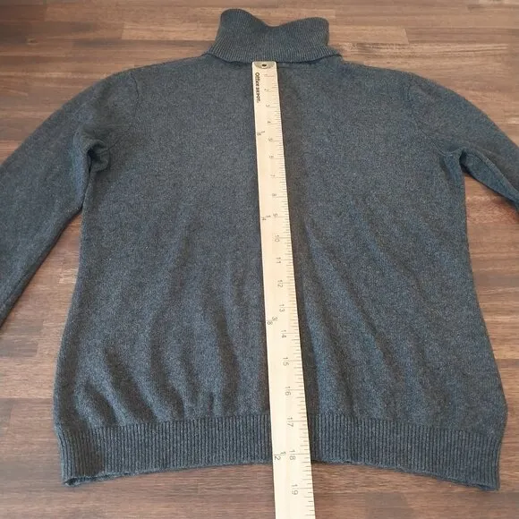 Lauren Ralph Lauren Silk Cashmere Sweater Womens Small Gray Turtleneck Monogram,