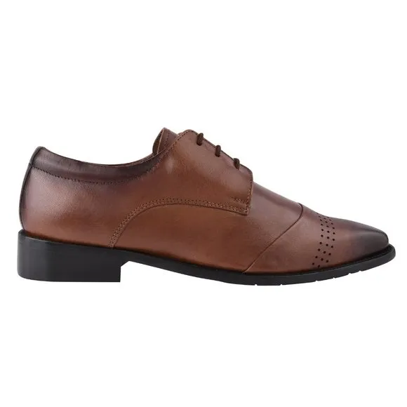 LIBERTYZENO Brown Leather Oxford Style Dress Shoes