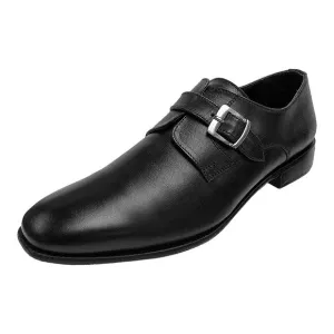 LIBERTYZENO Mens Black Leather Burnished Monk strap Shoes