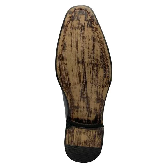 LIBERTYZENO Mens Black Leather Burnished Monk strap Shoes