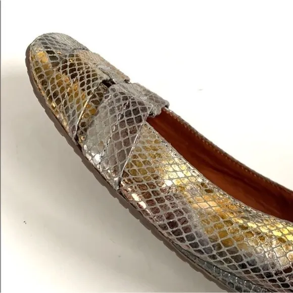 Like New Gentle Souls Metallic Snakeskin Leather Shoes Size 9.5