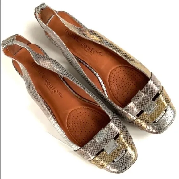 Like New Gentle Souls Metallic Snakeskin Leather Shoes Size 9.5