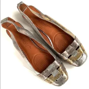 Like New Gentle Souls Metallic Snakeskin Leather Shoes Size 9.5