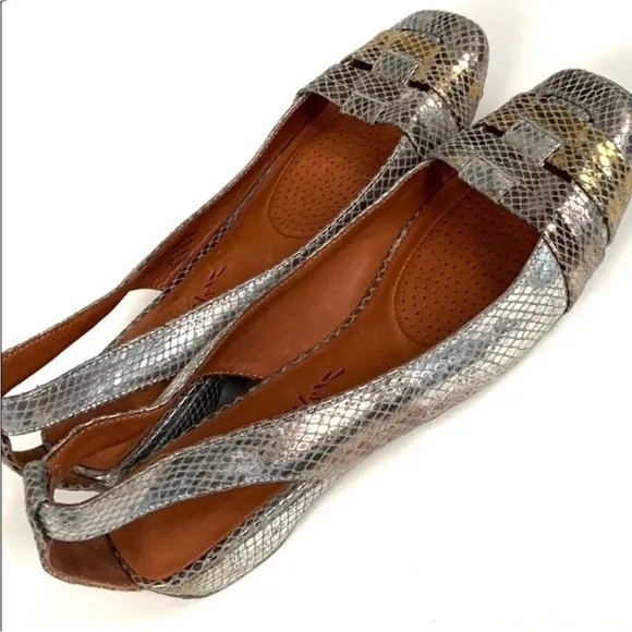 Like New Gentle Souls Metallic Snakeskin Leather Shoes Size 9.5
