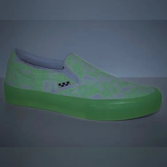 Like new! Vans PopCush Slip On 'Glow In The Dark' Low Skate Shoes