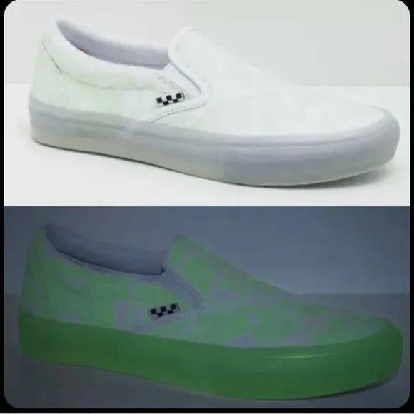 Like new! Vans PopCush Slip On 'Glow In The Dark' Low Skate Shoes