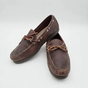 LL Bean Shoe Mens 11 Brown Tie Driving Boat Loafer Slip On Leather Driving