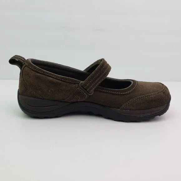 LL Bean Womens Size 8 Brown Suede Comfort Walking Mary Jane Shoes 278614