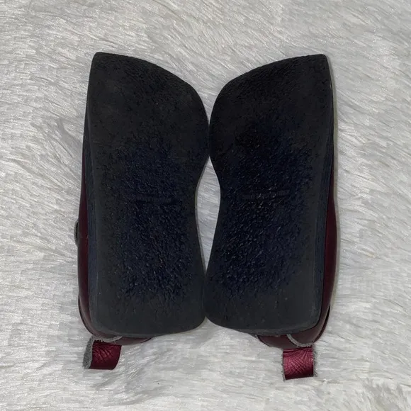 Love Moschino Burgundy Girls Sz 4 Mary Jane Leather Rubber Logo Shoes