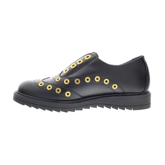 Love Moschino  Riveted Slip On Leather Derby Shoes -