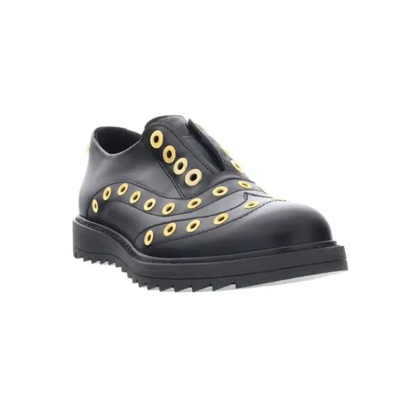 Love Moschino  Riveted Slip On Leather Derby Shoes -