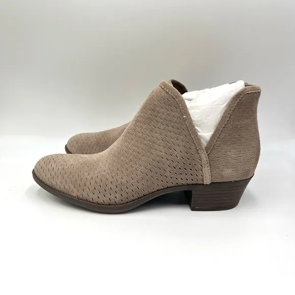 Lucky Brand Women's Baley Taupe Brown Suede Leather Ankle Boots Booties 9.5 NEW