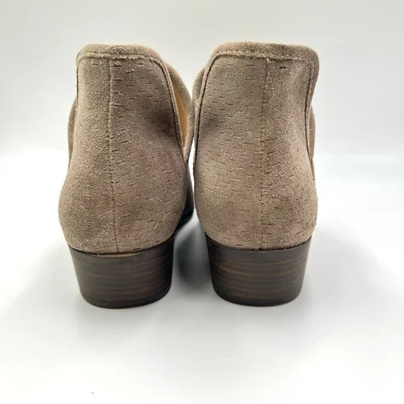 Lucky Brand Women's Baley Taupe Brown Suede Leather Ankle Boots Booties 9.5 NEW