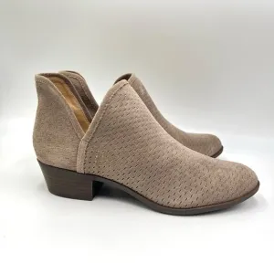 Lucky Brand Women's Baley Taupe Brown Suede Leather Ankle Boots Booties 9.5 NEW