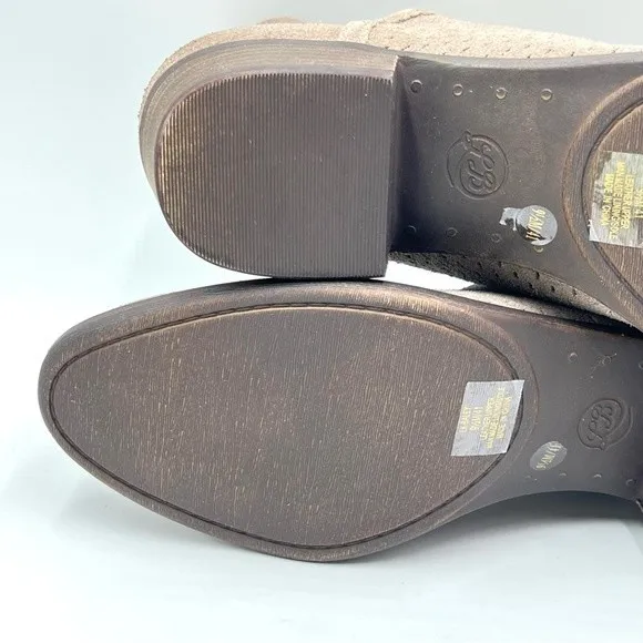 Lucky Brand Women's Baley Taupe Brown Suede Leather Ankle Boots Booties 9.5 NEW