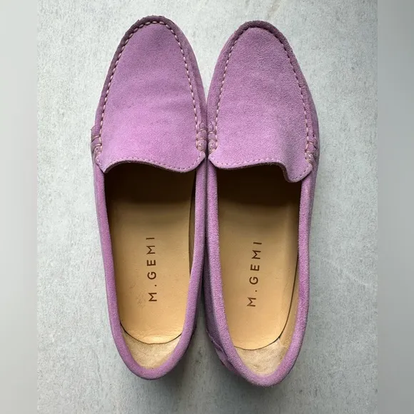 M. Gemi Felize Saddle Suede Loafer Driving Shoes, Lavender, EU 37.5 (US 7)