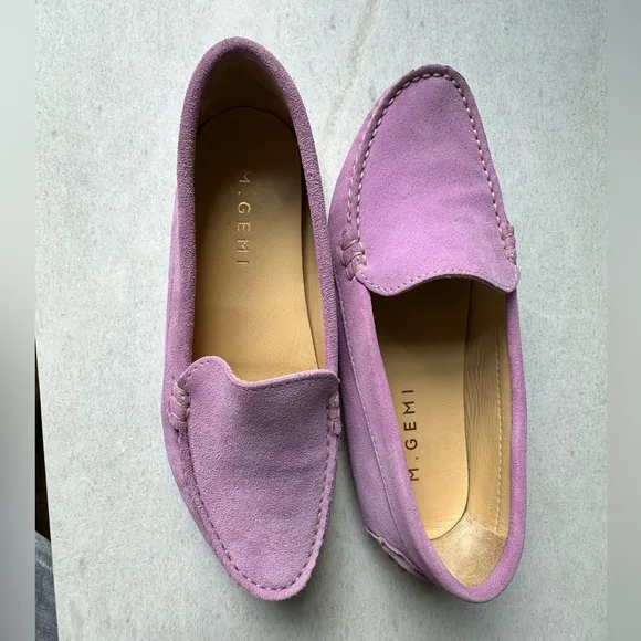 M. Gemi Felize Saddle Suede Loafer Driving Shoes, Lavender, EU 37.5 (US 7)