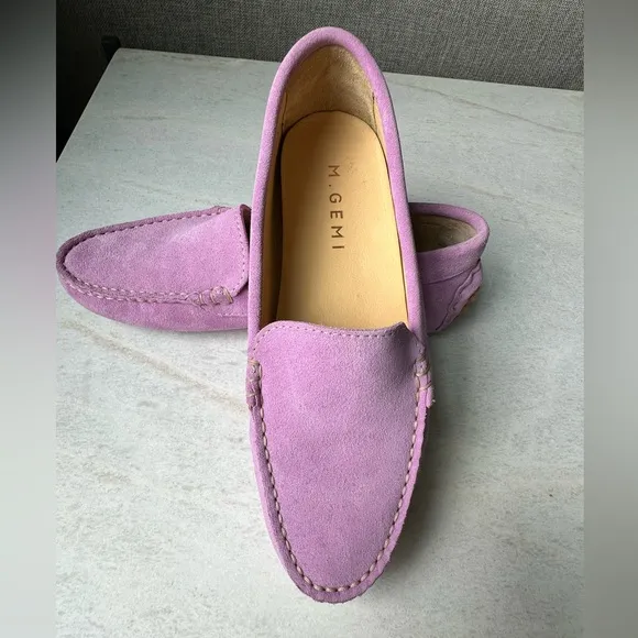 M. Gemi Felize Saddle Suede Loafer Driving Shoes, Lavender, EU 37.5 (US 7)