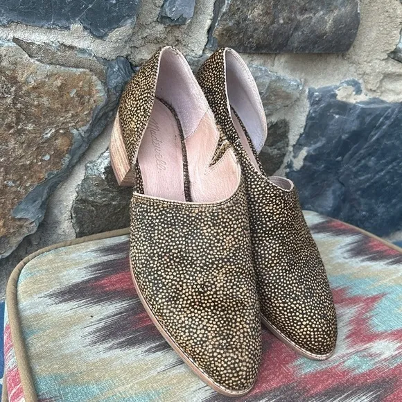 Madewell 'Lucie' Asymmetrical Shootie Ankle Bootie in Spotty Calf Hair Size 8.5