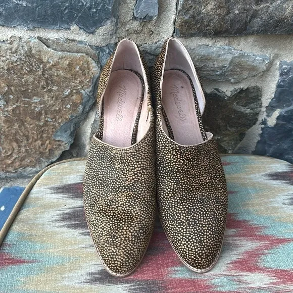 Madewell 'Lucie' Asymmetrical Shootie Ankle Bootie in Spotty Calf Hair Size 8.5