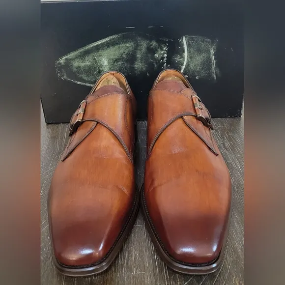 Magnanni Marco II Brown Single Monk Strap Mens Dress Shoe Sz 46 / 13 NIB