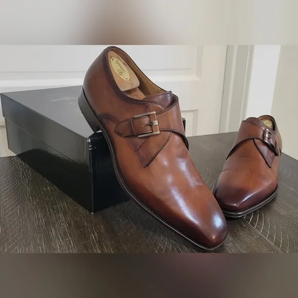 Magnanni Marco II Brown Single Monk Strap Mens Dress Shoe Sz 46 / 13 NIB