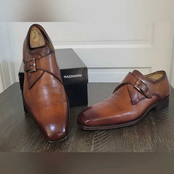 Magnanni Marco II Brown Single Monk Strap Mens Dress Shoe Sz 46 / 13 NIB