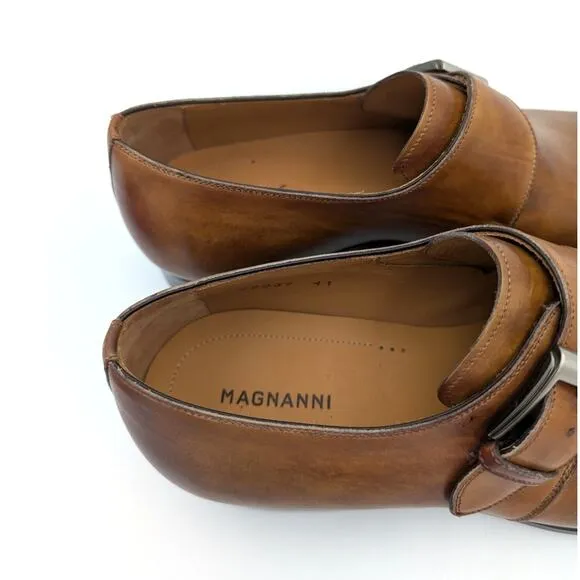 Magnanni Marco II Monk Strap Leather Dress Shoes Cuero Brown Size US8 EU41
