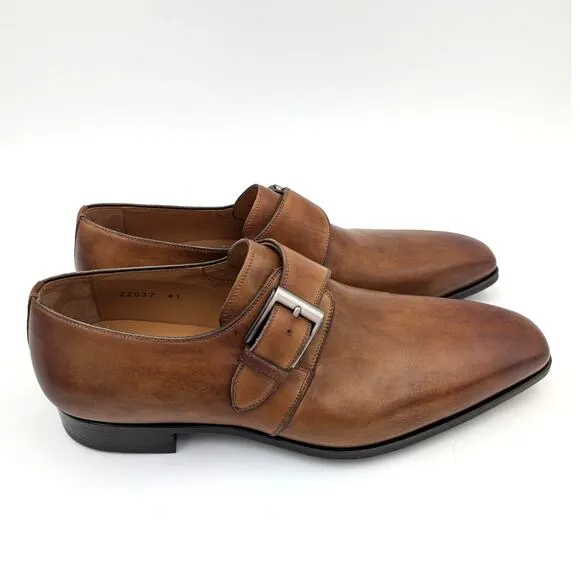 Magnanni Marco II Monk Strap Leather Dress Shoes Cuero Brown Size US8 EU41