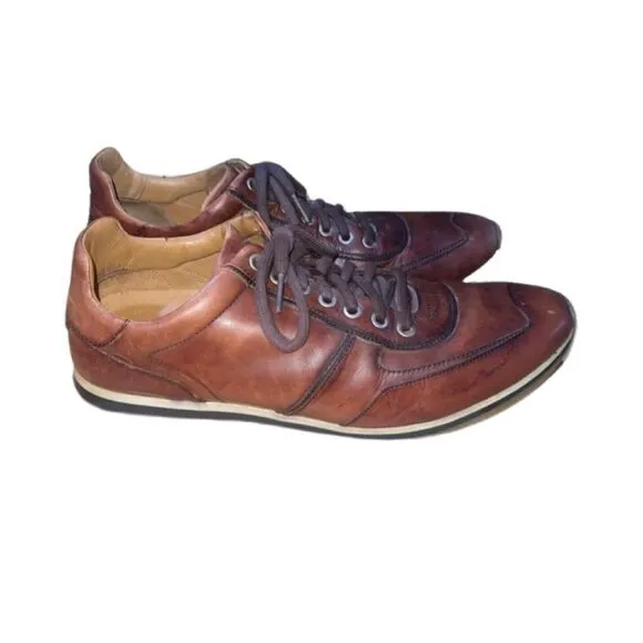 Magnanni Men's Marlow Cognac Brown Leather Lace Up Men Sneakers size 10