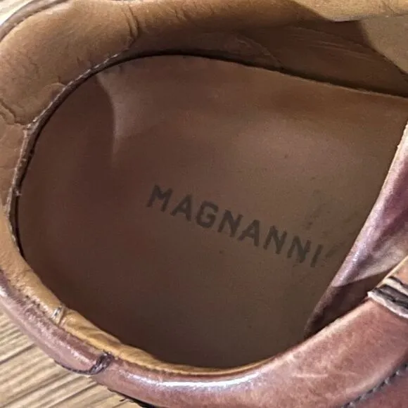 Magnanni Men's Marlow Cognac Brown Leather Lace Up Men Sneakers size 10