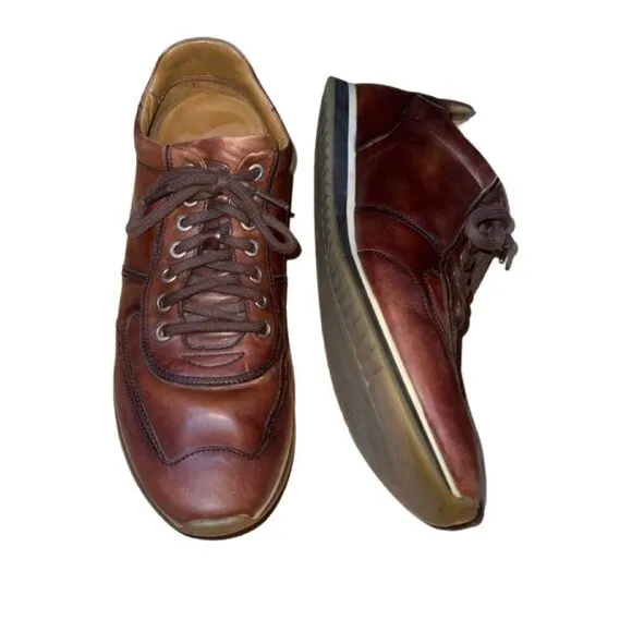 Magnanni Men's Marlow Cognac Brown Leather Lace Up Men Sneakers size 10