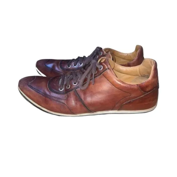 Magnanni Men's Marlow Cognac Brown Leather Lace Up Men Sneakers size 10