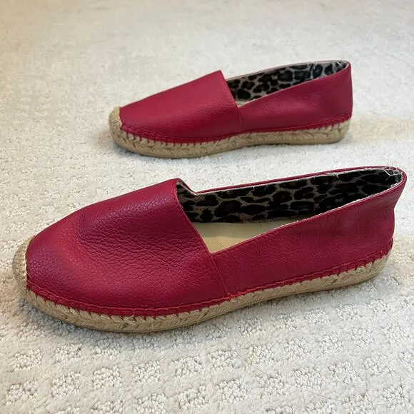 Maje Red Leather Espadrille Slip On Shoes Size 6