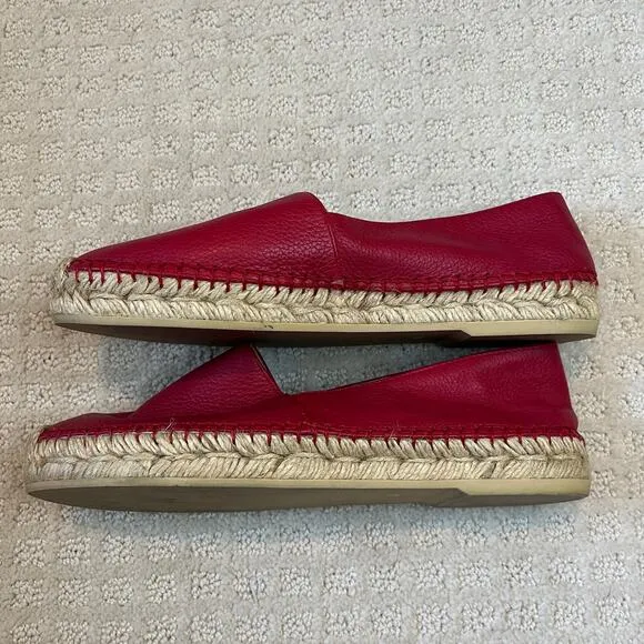 Maje Red Leather Espadrille Slip On Shoes Size 6