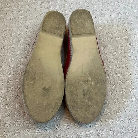 Maje Red Leather Espadrille Slip On Shoes Size 6