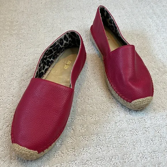 Maje Red Leather Espadrille Slip On Shoes Size 6