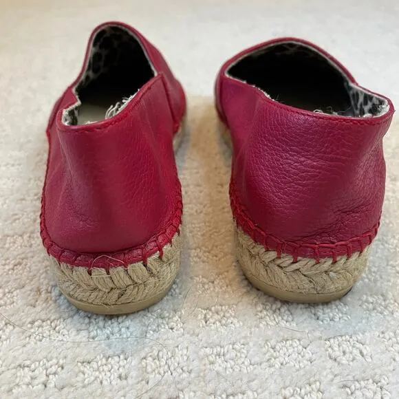 Maje Red Leather Espadrille Slip On Shoes Size 6