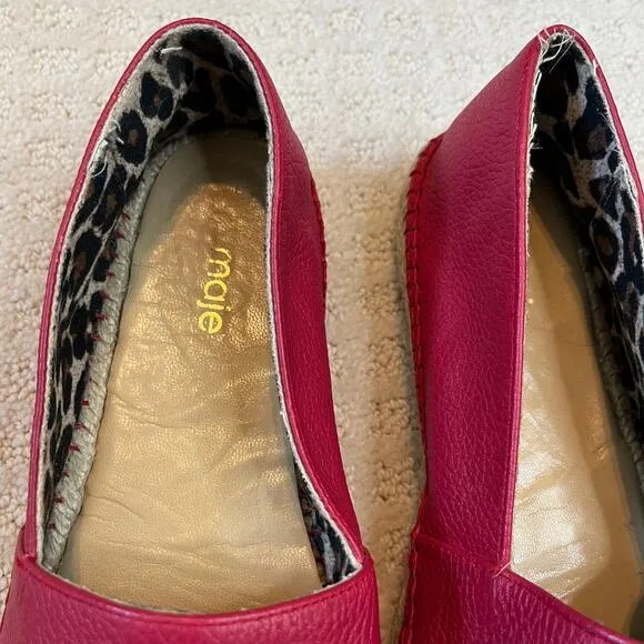 Maje Red Leather Espadrille Slip On Shoes Size 6