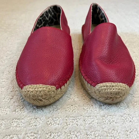 Maje Red Leather Espadrille Slip On Shoes Size 6