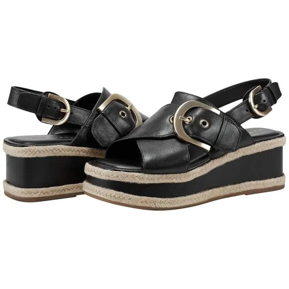 Marc Fisher Shoes Renda Black Leather Platform Sandals