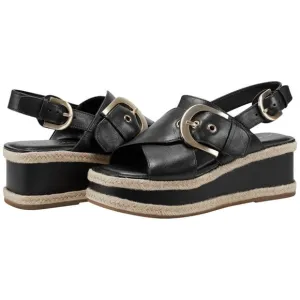 Marc Fisher Shoes Renda Black Leather Platform Sandals