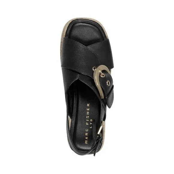 Marc Fisher Shoes Renda Black Leather Platform Sandals