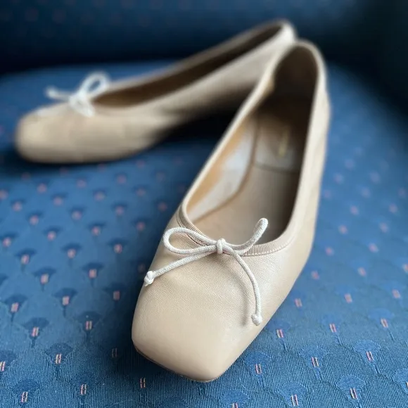 Margaux The Ada Low Heel Ballet with Bow Detail and Square Toe