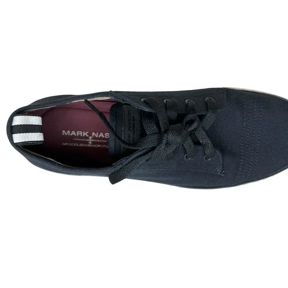 Mark Nason Mens Sneakers Low Top Lace Up Cushioned Insoles Canvas Black Size 8.5