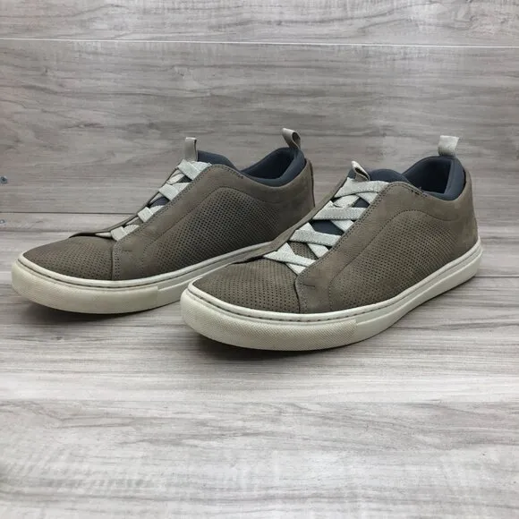Martin Dingman Sneakers Mens 8M Taupe Brown Nubuck Leather Slip On Shoes