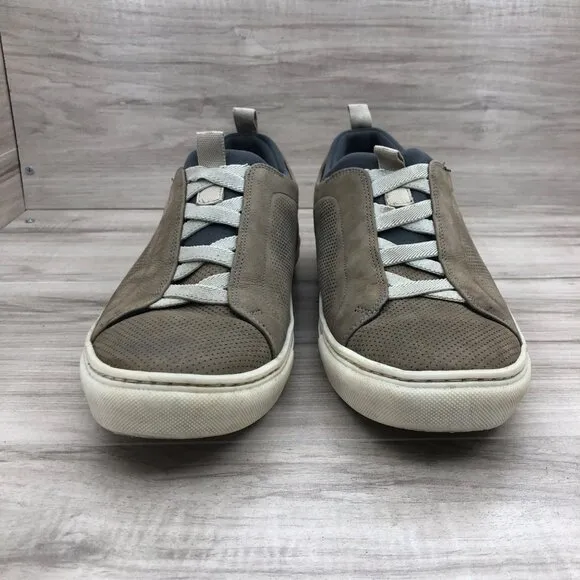 Martin Dingman Sneakers Mens 8M Taupe Brown Nubuck Leather Slip On Shoes