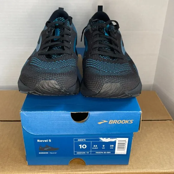 MEN'S BROOKS REVEL 5 RUNNING SHOES (110374 1D 038) SIZE 10 COLOR BLACK/EBONY