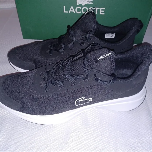 Mens Lacoste Sneakers Size 13 NEW Run Spin Black White Shoes