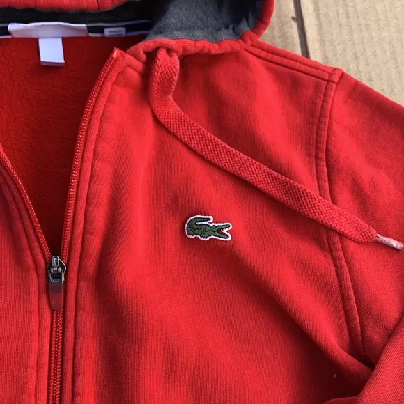 Mens Lacoste Zip Up Hoodie Sweater Size Small Red